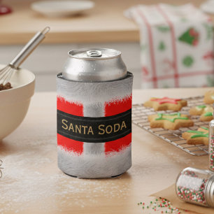 Funny Christmas Santa Soda Red and White Festive Can Cooler