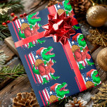 Funny Christmas Santa T Rex Tyrannosaurus Xmas Wrapping Paper<br><div class="desc">Are you looking for a unique and funny T-Rex design? Look at our Funny Christmas Santa T Rex Tyrannosaurus Xmas Wrapping Paper! Great for anyone who loves dinosaurs and vintage-style designs. It features a Tyrannosaurus rex, the American flag... This Tyrannosaurus Rex Christmas Wrapping Paper makes a great Christmas wrapping paper...</div>