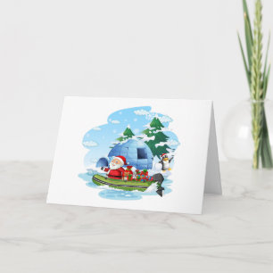 Funny Christmas Santa with Gifts in the Boat Card