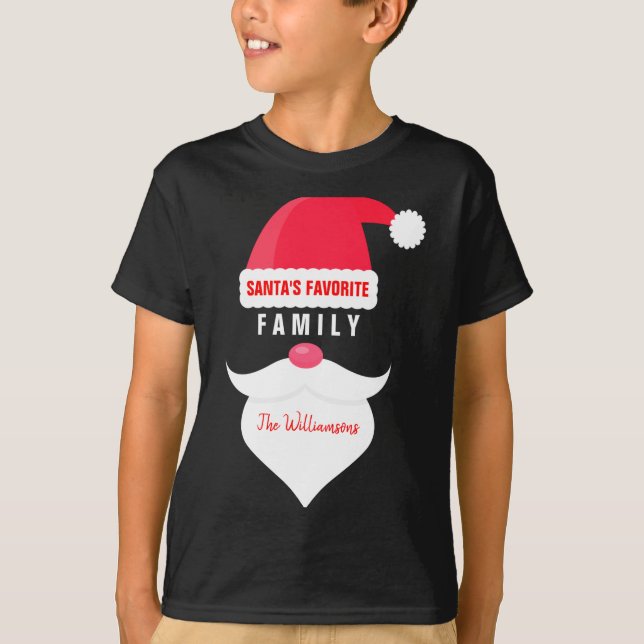 Funny Christmas Santas Favorite Family  T-Shirt (Front)