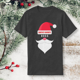 Funny Christmas Santa's Favourite Boss Custom T-Shirt