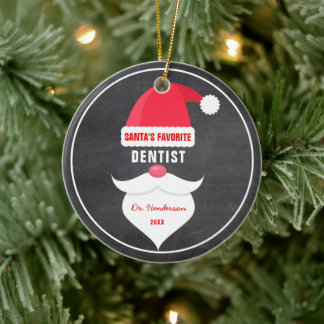 Funny Christmas Santa's Favourite Dentist Custom Ceramic Tree Decoration