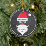 Funny Christmas Santa's Favourite Doctor Custom Ceramic Tree Decoration<br><div class="desc">Tell everyone who Santa's favourite Doctor is. Ornament features a Santa Claus Hat, moustache, beard and text that reads "Santa's Favourite" Doctor but you can change this to anyone . . . . Boss, Brother, Sister, Mum, Uncle, Dad, Aunt, Friend, Engineer, Dog Lover, etc. Customise the text with any "favourite"...</div>