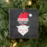 Funny Christmas Santa's Favourite Dog Dad Photo Ceramic Ornament<br><div class="desc">Tell everyone who Santa's favourite dog dad is. Ornament features a Santa Claus Hat, moustache, beard and text that reads "Santa's Favourite" Dog Dad but you can change this to anyone . . . .Cat Dad, Brother, Sister, Mum, Boss, Uncle, Aunt, Friend, Engineer etc. Customise the text with any "favourite"...</div>