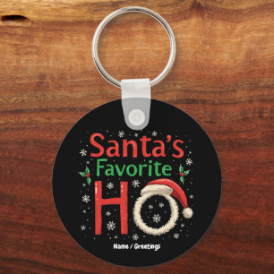 Funny Christmas Santa's Favourite Ho Xmas Pajama Key Ring