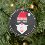 Funny Christmas Santa's Favourite New Couple Photo Ceramic Tree Decoration<br><div class="desc">Tell everyone who Santa's favourite Newlyweds are. Ornament features a Santa Claus Hat, moustache, beard and text that reads "Santa's Favourite" Newlyweds - but you can fill in the blank . . . . Mum, Boss, Grandma, Uncle, Dad, Aunt, Friend, Engineer, Dog Lover, etc. Customise the text with any "favourite"...</div>