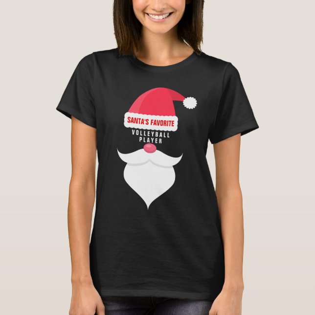 Funny Christmas Santa's Favourite Volleyball T-Shirt (Front)