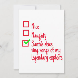 Funny Christmas Santa's Naughty or Nice  Holiday Card