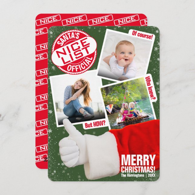 Funny Christmas Santa's Official Nice List | Photo Holiday Card (Front/Back)
