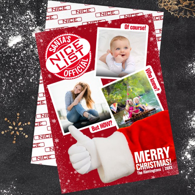 Funny Christmas Santa's Official Nice List | Photo Holiday Card (Creator Uploaded)