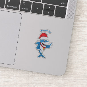 Funny Christmas shark cartoon illustration