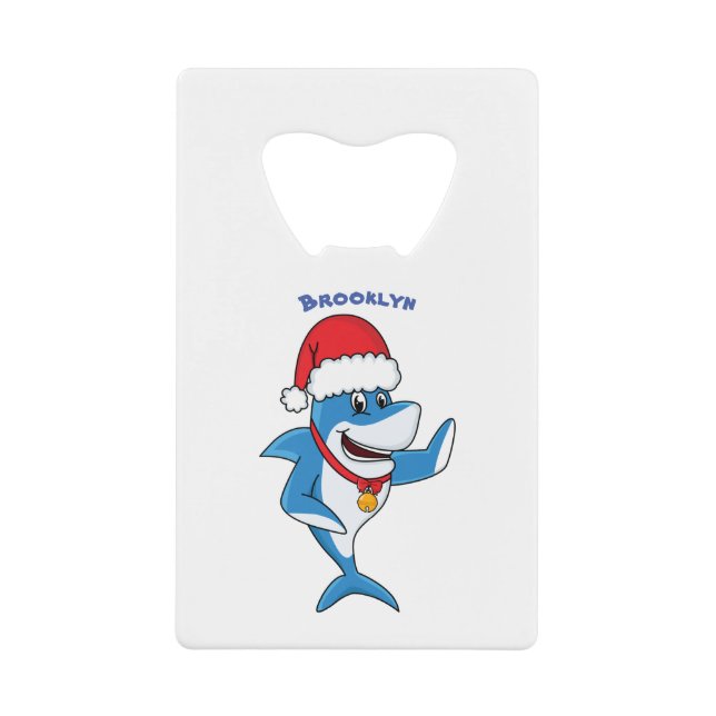 Funny Christmas shark cartoon illustration (Front)