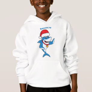 Funny Christmas shark cartoon illustration