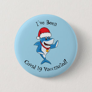 Funny Christmas shark cartoon illustration 6 Cm Round Badge