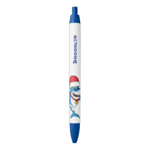 Funny Christmas shark cartoon illustration Black Ink Pen