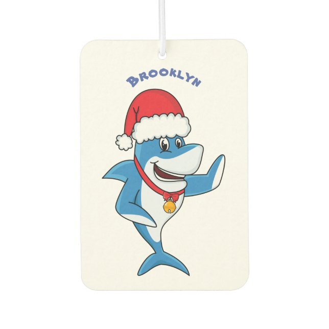 Funny Christmas shark cartoon illustration Car Air Freshener (Front)