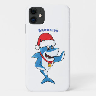 Funny Christmas shark cartoon illustration Case-Mate iPhone Case
