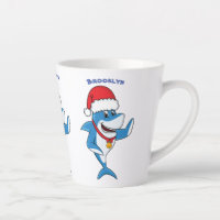 Funny Christmas shark cartoon illustration