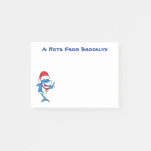 Funny Christmas shark cartoon illustration Post-it Notes
