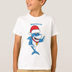 Funny Christmas shark cartoon illustration T-Shirt