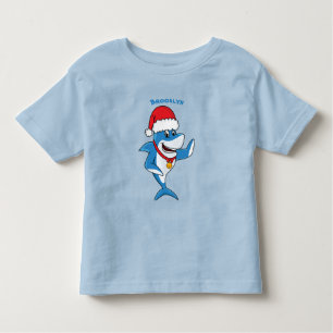 Funny Christmas shark cartoon illustration Toddler T-Shirt