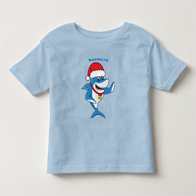 Funny Christmas shark cartoon illustration Toddler T-Shirt (Front)