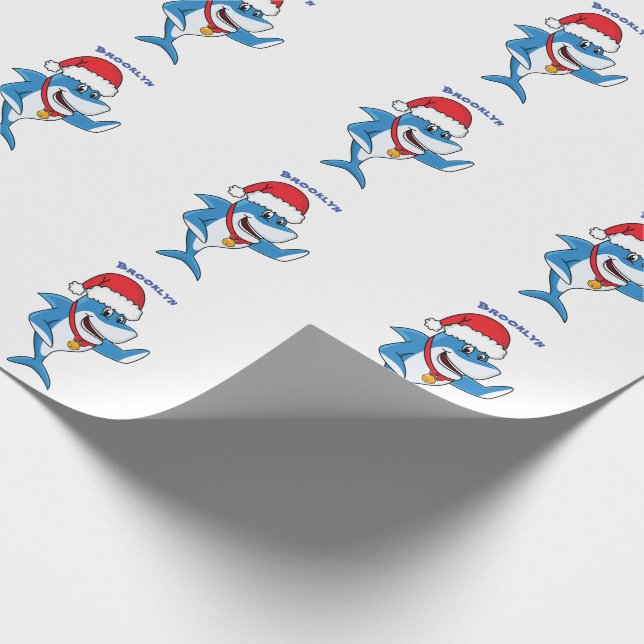 Funny Christmas shark cartoon illustration Wrapping Paper (Corner)