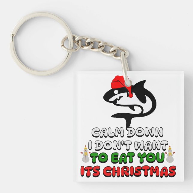 funny christmas shark cute   key ring (Front)