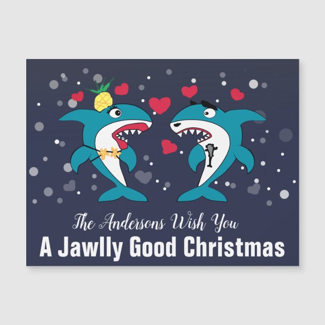 Funny Christmas Sharks Personalized Christmas Card (Front)