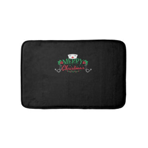 funny Christmas shirt for a nurse   Bath Mat
