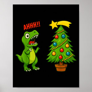 Funny Christmas Shirt Kids Boys Christmas Dinosaur Poster