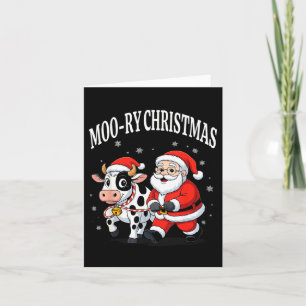 Funny Christmas Shirts - Cow Moo-ry Xmas Santa  Card