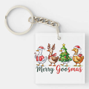 Funny Christmas Silly Goose Key Ring