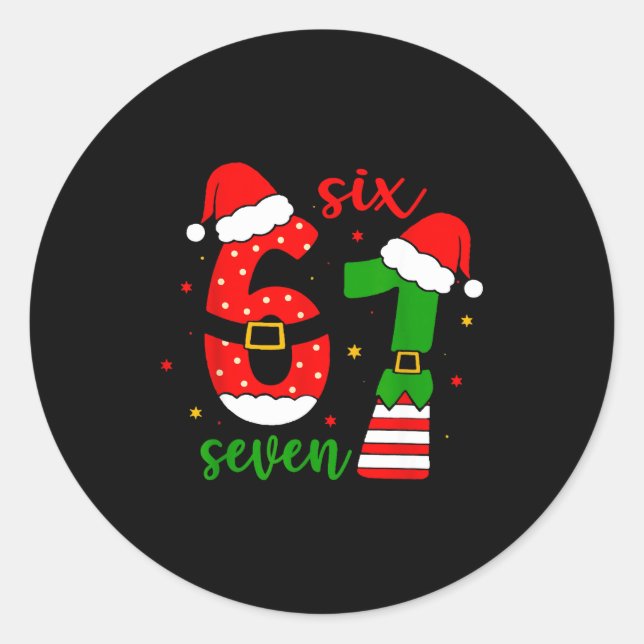 Funny Christmas Six Seven 6 7 Meme Gen Alpha Slang Classic Round Sticker (Front)
