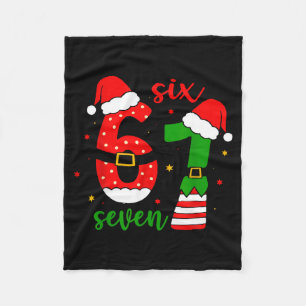 Funny Christmas Six Seven 6 7 Meme Gen Alpha Slang Fleece Blanket