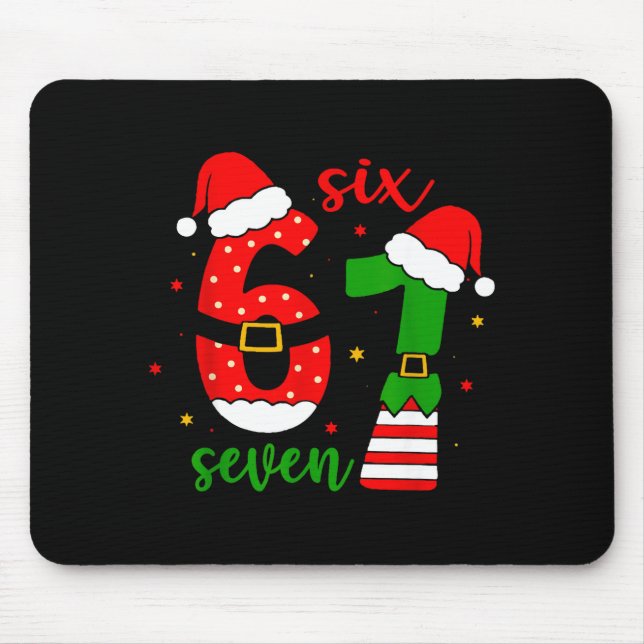 Funny Christmas Six Seven 6 7 Meme Gen Alpha Slang Mouse Pad (Front)