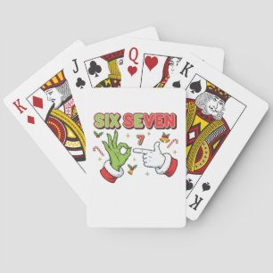 Funny Christmas Six Seven Green Monster Holiday Playing Cards