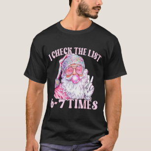 Funny Christmas Six Seven Meme Santa I Check List  T-Shirt