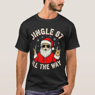 Funny Christmas Six Seven Santa Rock N' Roll Hands T-Shirt