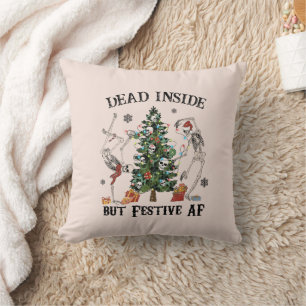 Funny Christmas Skeleton - Dead Inside But Festive Cushion