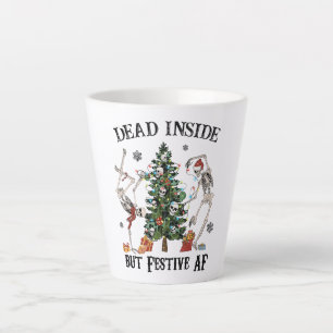 Funny Christmas Skeleton - Dead Inside But Festive Latte Mug