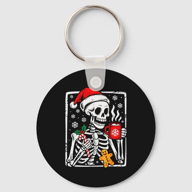 Funny Christmas Skeleton Hot Chocolate Xmas Men Wo Key Ring (Front)