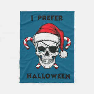 Funny Christmas Skeleton I Prefer Halloween  Fleece Blanket
