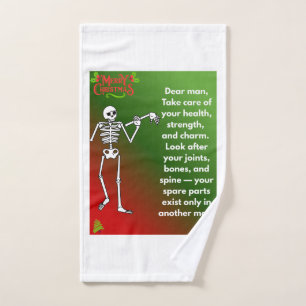Funny Christmas Skeleton Wishes for man Hand Towel