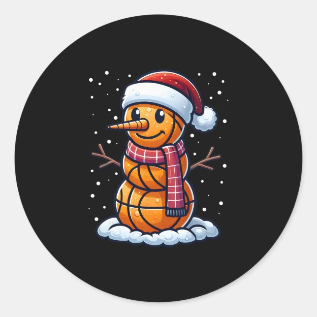 Funny Christmas Sketll Snowman Santa Sketll Boys M Classic Round Sticker (Front)