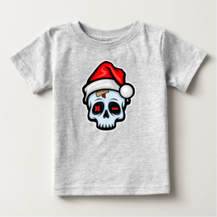 Funny Christmas Skull, Cartoon Style Baby T-Shirt