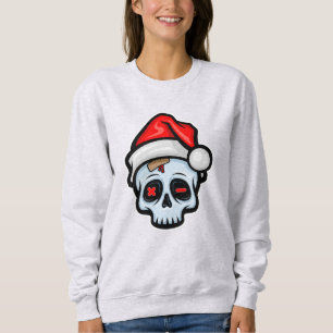 Funny Christmas Skull, Cartoon Style Sweatshirt
