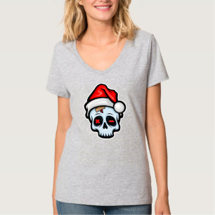 Funny Christmas Skull, Cartoon Style T-Shirt