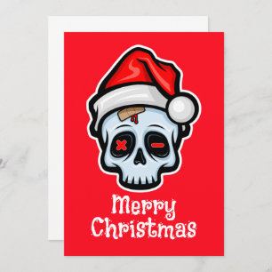 Funny Christmas Skull, Merry Christmas Invitation