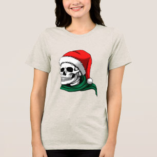 Funny Christmas Skull Women’s T-Shirt Tri-Blend Shirt